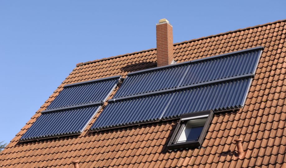 solar thermal collectors on a roof